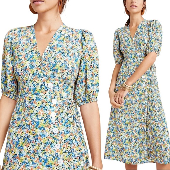 FAITHFULL THE BRAND Marta Floral Wrap Midi Dress - Picture 1 of 13